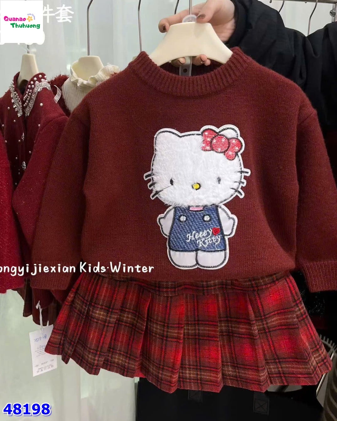 Áo len đỏ Kitty lông