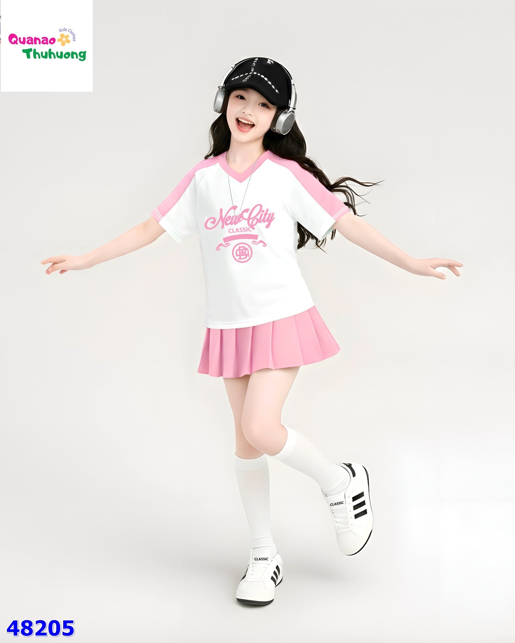 Set Nexxi áo NewCity, váy xếp ly hồng