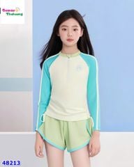 Bộ bơi áo trắng NYC, quần xanh lá