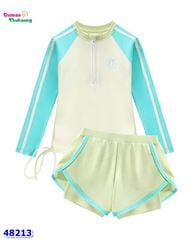 Bộ bơi áo trắng NYC, quần xanh lá