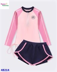 Bộ bơi áo hồng NYC, quần xanh đen