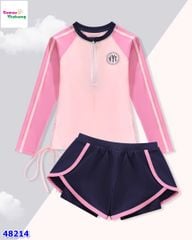 Bộ bơi áo hồng NYC, quần xanh đen