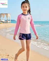 Bộ bơi áo hồng NYC, quần xanh đen