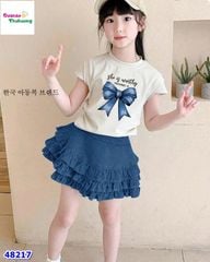 Set ChoHee áo trắng nơ xanh
