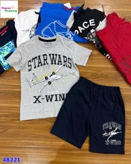Bộ short thun xám máy bay