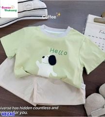 Bộ áo xanh cún Hello