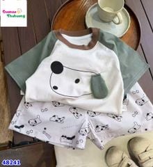 Bộ áo kem cún phối tay xanh