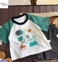 Bộ áo kem sư tử phối tay xanh