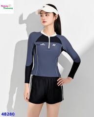 Đồ bơi Ylike dài tay đen xám