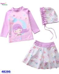 Set áo bơi tím tiên cá đuôi xanh