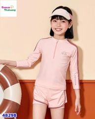 Đồ bơi Ylike hồng viền nâu