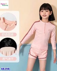 Đồ bơi Ylike hồng viền nâu