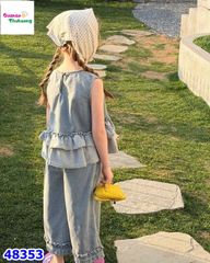 Set bộ xanh jean áo xòe