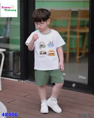 Bộ Bernie kem oto, quần short xanh