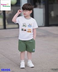 Bộ Bernie kem oto, quần short xanh