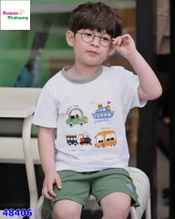 Bộ Bernie kem oto, quần short xanh