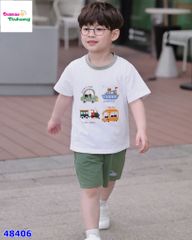 Bộ Bernie kem oto, quần short xanh