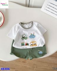 Bộ Bernie kem oto, quần short xanh