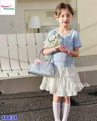 Set váy CiCi áo xanh đính nơ