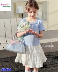 Set váy CiCi áo xanh đính nơ