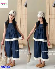 Set áo + quần jean viền trắng