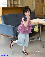 Set áo caro hồng, quần jean