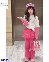 Set áo Kitty, quần váy hồng