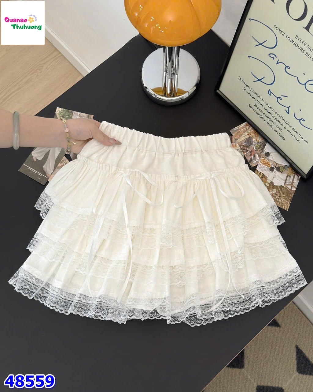Chân váy FZ tầng ren trắng