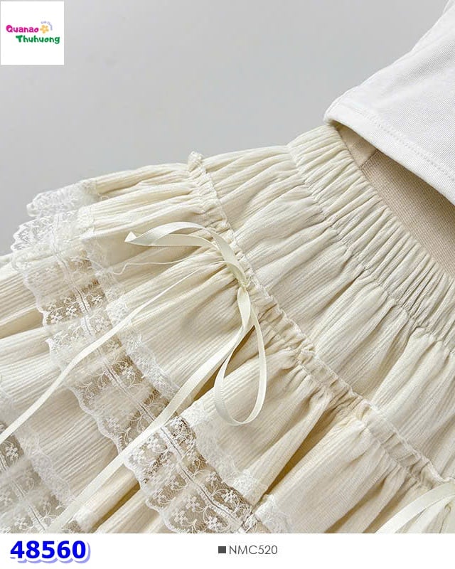 Chân váy FZ tầng ren kem