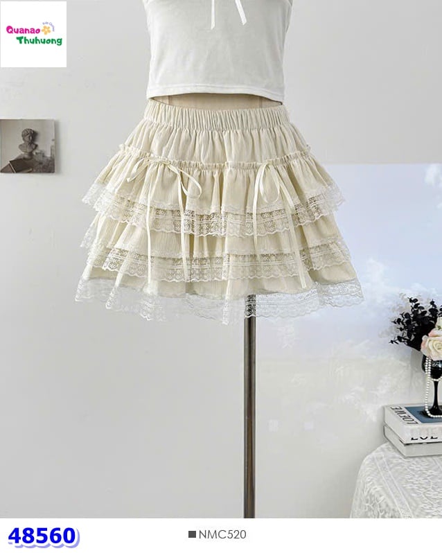 Chân váy FZ tầng ren kem