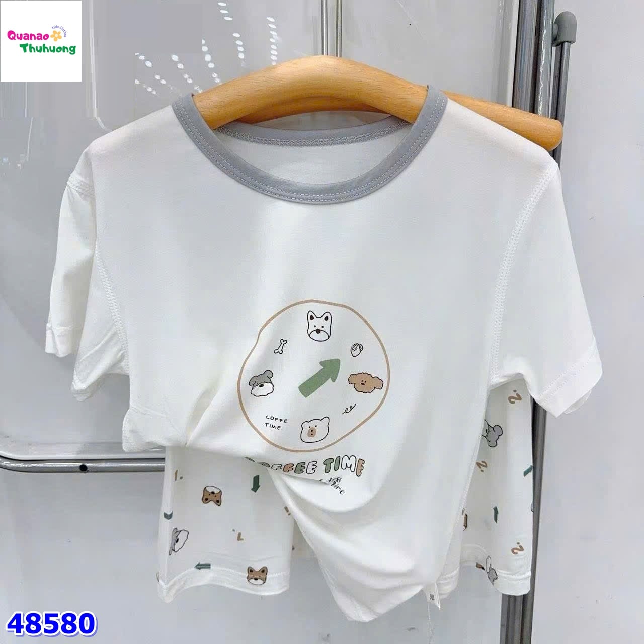 Bộ Tencel trắng Coffe time