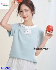 Set áo xanh, chân váy trắng