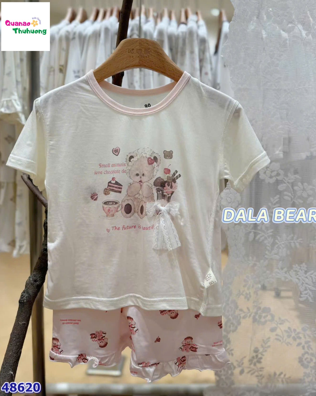 Bộ Tencel kem gấu Chocolate