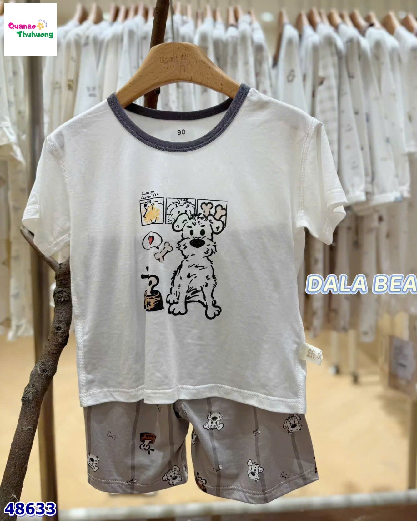 Bộ Tencel xám chó xù