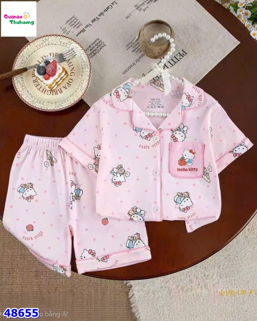 Bộ Pyjama hồng Kitty táo