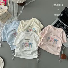 Áo thun hồng thêu nơ 3 màu