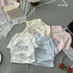 Áo thun xanh thêu nơ 3 màu