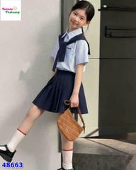 Áo sơ mi caro xanh Miu + khăn choàng