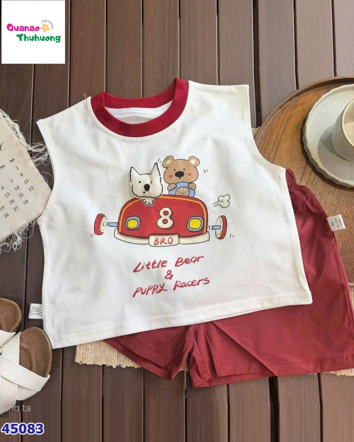 Set bộ áo trắng oto đỏ 8