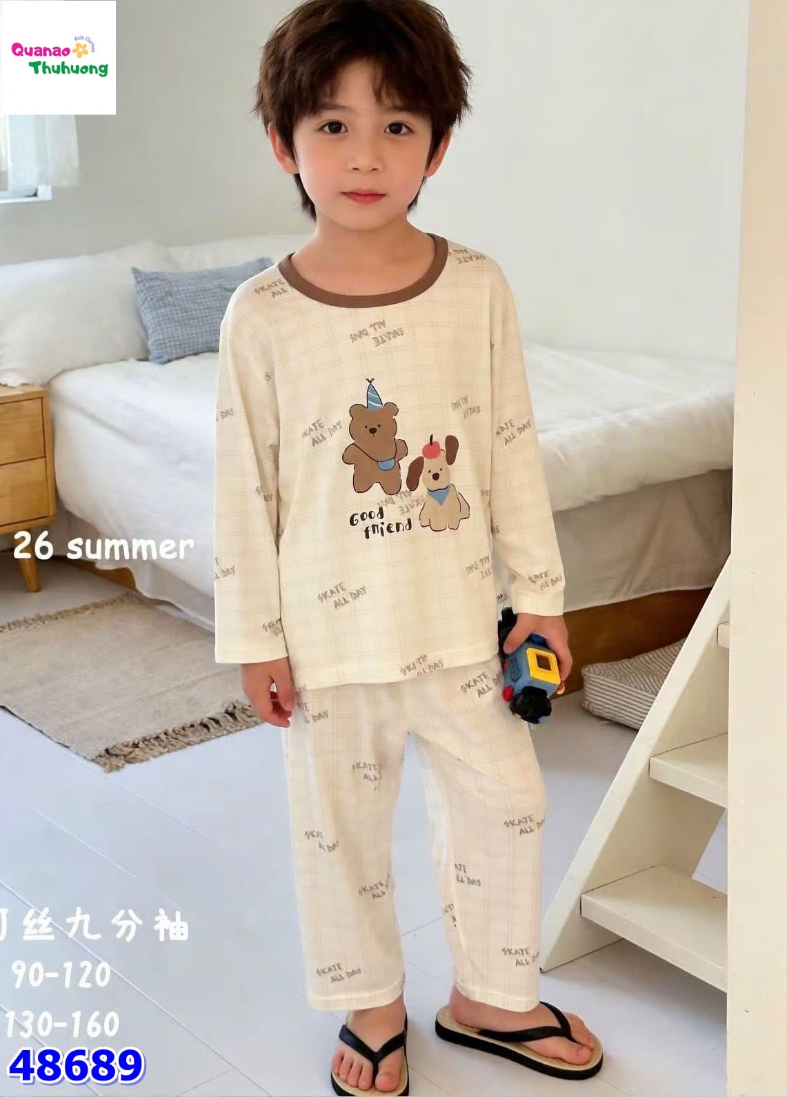 Bộ Tencel dài kem gấu Good Friend