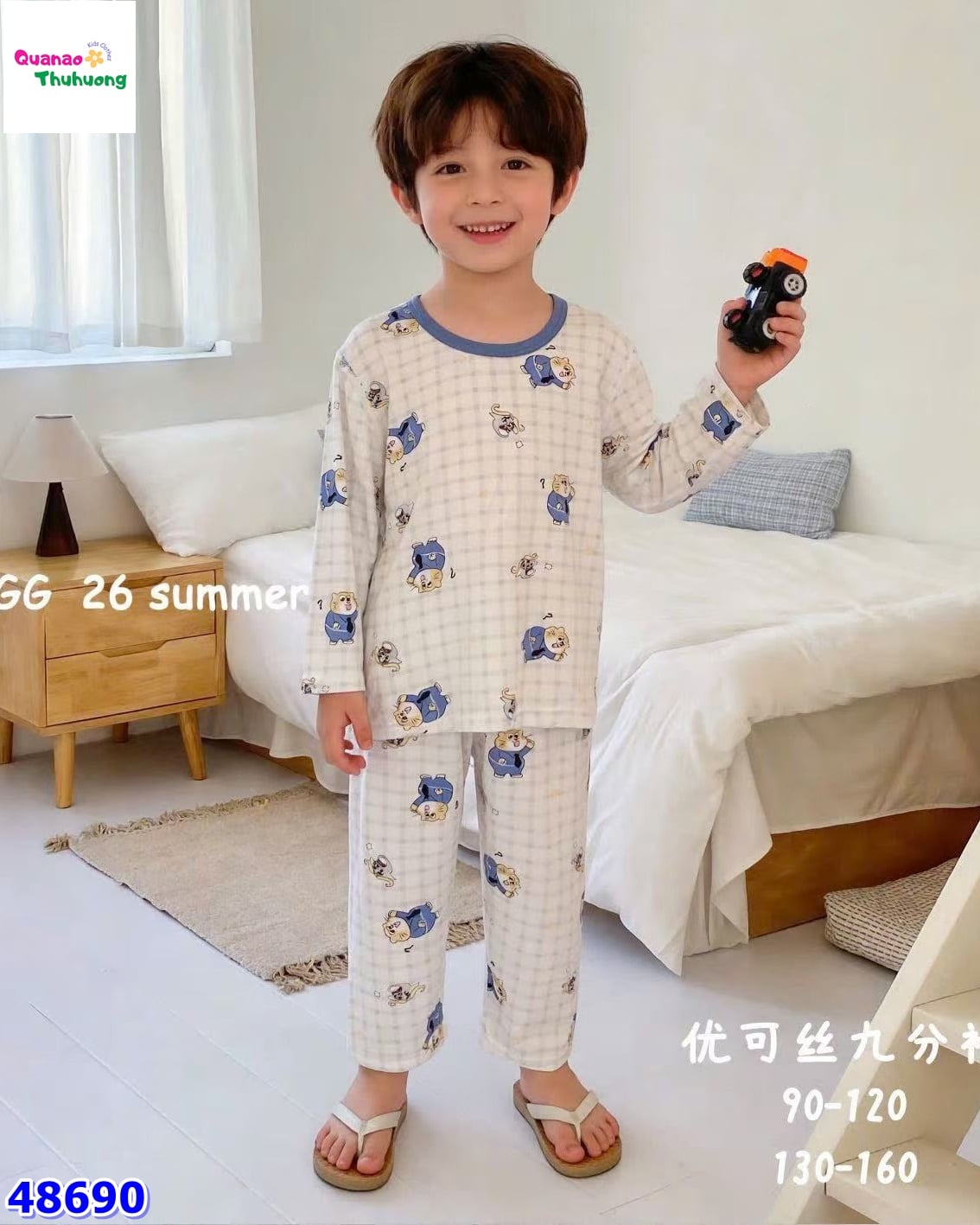 Bộ Tencel dài xám mèo xanh