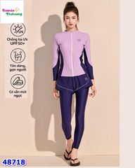 Đồ bơi Yuke tím viền xanh