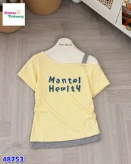 Áo thun lệch vai vàng kem Mantal
