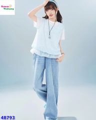 Set bộ áo trắng yếm xanh lấp lánh