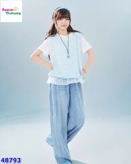 Set bộ áo trắng yếm xanh lấp lánh