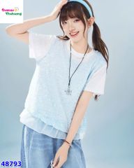 Set bộ áo trắng yếm xanh lấp lánh