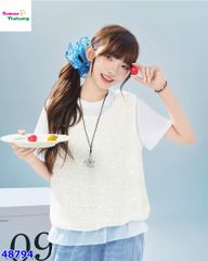 Set bộ áo trắng yếm kem lấp lánh
