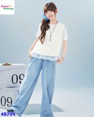 Set bộ áo trắng yếm kem lấp lánh