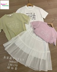 Set áo trắng thêu Puppy, váy trắng