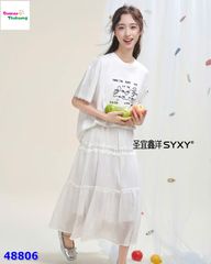 Set áo trắng thêu Puppy, váy trắng